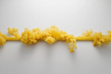 Wall Mural - vibrant yellow smoke burst border isolated on white background for eye-catching design