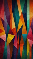 Geometric abstract design with vibrant shapes and colors.