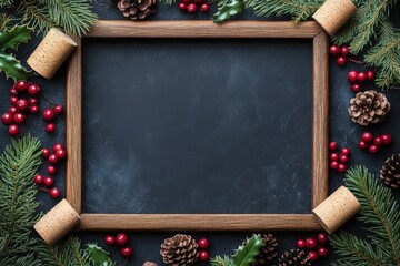 Wall Mural - Recycling during festive seasons promotes sustainability. Rustic wood Christmas image, showcasing a dark aesthetic ideal for festive decor and seasonal themes.