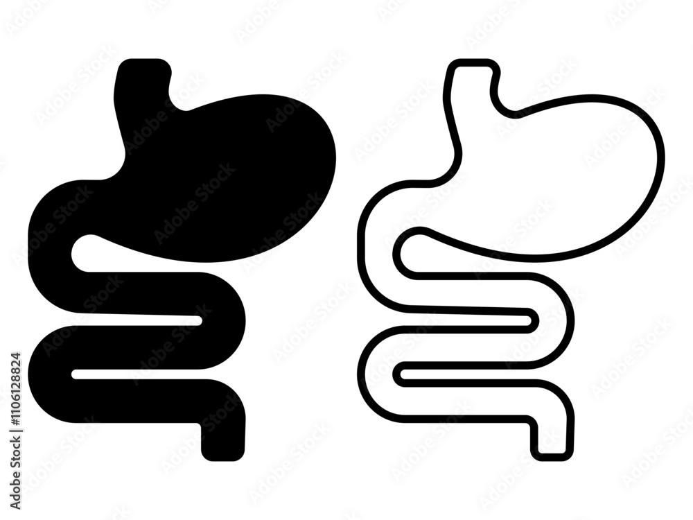 Digestion Pictogram Digestion stomach intestine icon simple flat style, pictogram vector ...