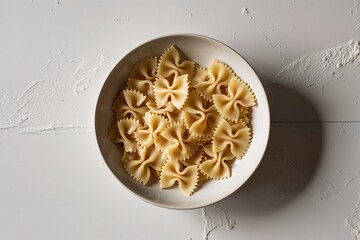 Classic farfalle pasta displayed on a clean white background