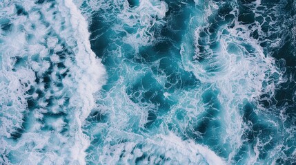 Wall Mural - Aerial Drone Photo of Ocean Waves from Above