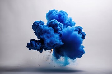Wall Mural - blue smoke explosion border on white background for design use