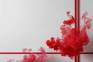 Wall Mural - vibrant red smoke plume abstract design element on white background