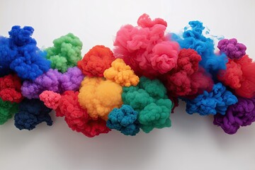 Wall Mural - playful multi-colored smoke explosion border on white background