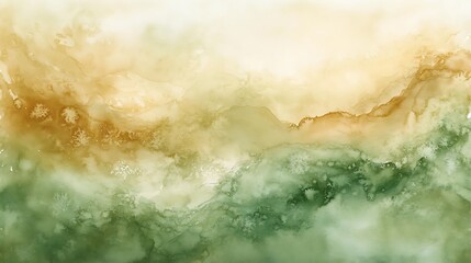 Wall Mural - Abstract Watercolor Landscape Gold Green Hues