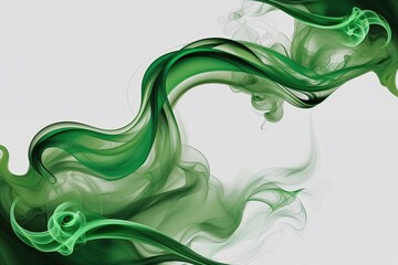Wall Mural - swirling green smoke border on white background - abstract design element