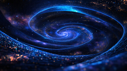 Poster - Dazzling vortex of swirling galaxy in deep space, creating a breathtaking cosmic spectacle with vibrant colors and sparkling stars