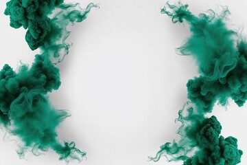 Wall Mural - mesmerizing emerald smoke burst frame on clean white background