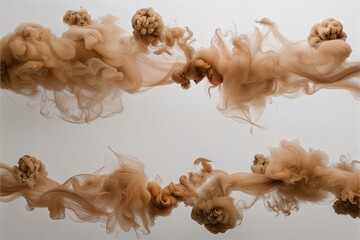 Wall Mural - unique beige smoke texture border on white background for creative design