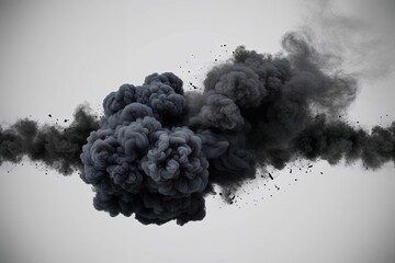 Wall Mural - charcoal smoke explosion border isolated on white background