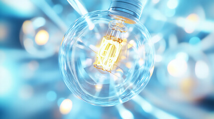 Poster - Illuminated led light bulb with network of connections, representing innovation and global connectivity