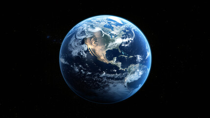 Poster - Earth's rotation in space, showcasing north and central america from outer space