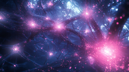 Poster - The intricate web of neurons sending electrical signals and interacting via synapses