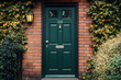 © Nikki AI - Dark Green Six Panel Front Door in a Red Brick House