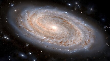 Wall Mural - foggy spiral galaxy in dark cosmic void image. glowing formation with core and rotating arms photogr