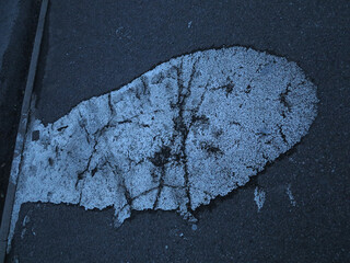 White paint mark on tarmac - Aberdeen city - Scotland - UK