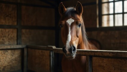 Wall Mural - Horse portrait in a stable.