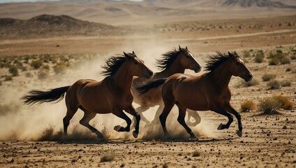 Wall Mural - Horses galloping through the desert.