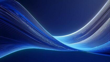Wall Mural - 3d rendering abstract modern minimal wallpaper with wavy lines glowing over the blue background