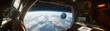 © Ytnart - A breathtaking view of Earth from a spacecraft, showcasing the planet's surface, clouds, and atmosphere with a glimpse of the moon in the distance, embodying the wonders of space e