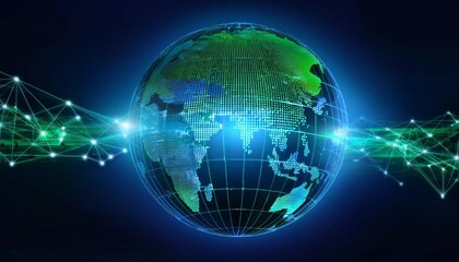 Wall Mural - abstract digital globe with connected lines representing global business glowing energy in futuristi