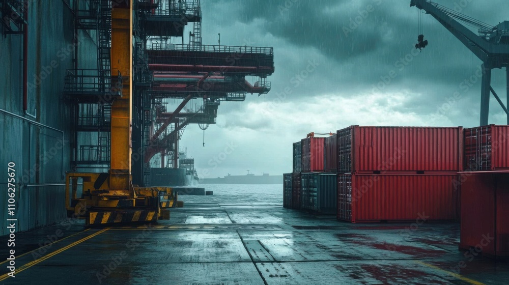 Offshore Container Handling: High-Resolution Scene with Dramatic ...
