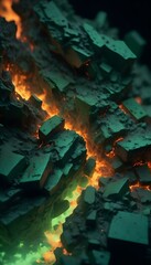 Wall Mural - a stylized depiction of a dark surface with fiery burn effects, incorporating glowing embers scatter