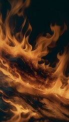 Wall Mural - a textured dark canvas featuring burn effects, where the flames appear to be consuming parts of the 