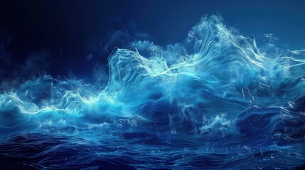 Wall Mural - serene blue waves with ethereal glow. ai.