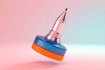 Aufkleber - A metallic pencil point atop a vibrant orange and blue base  a unique 3D design