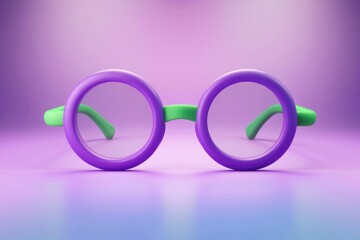 Aufkleber - Cartoon style purple and green glasses with round lenses   isolated on a purple background