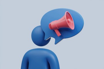 Aufkleber - Person with megaphone in speech bubble symbolizes communication or announcements.