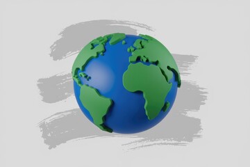 Poster - Stylized 3D Earth globe with green continents and blue oceans