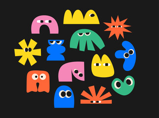 Wall Mural - abstract cool comic funny cute shape, character with eyes in trendy vintage retro groovy, y2k style.