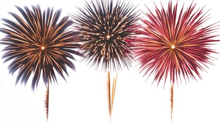 Wall Mural - multiple fireworks displays lit up the night sky
