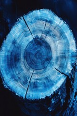 Wall Mural - A close-up of a tree trunk with a blue background, ideal for use in nature-inspired designs or as a decorative element