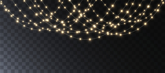 Wall Mural - christmas lights vector clipart on transparent background. . for promotional invitations, web banner