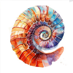 Canvas Print - A watercolor vector of a Nautilus, isolated on a white background. Nautilus vector.