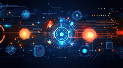 Abstract Futuristic Technology Background: Digital Network Interface