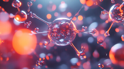 Aufkleber - Complex molecule structure forming with connecting spheres and nodes, creating a network, ideal for science and technology concepts