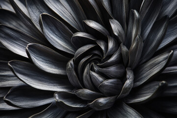 Wall Mural - Textured sunflower seeds close-up, detailed spiral patterns in dark gray and black tones, natural and mesmerizing