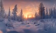 © dewpra - Lapland Tranquility, A serene panoramic shot of the frozen trees in Saariselka