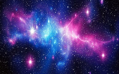 Wall Mural - Background of space with stardust and shining stars. Lifelike cosmos with vivid nebulae and the Milky Way. Blue galaxy in the background. Breathtaking outer space. Infinite universe. Up-to-date