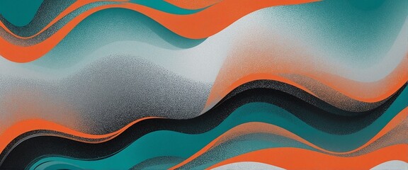 Wall Mural - Dynamic Grainy Textured Background with Vibrant Wave Patterns in Orange, Red, and Teal Colors