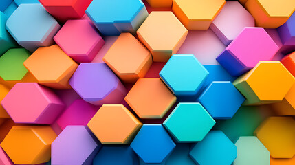 Fototapete - A background abstract of colorful hexagons