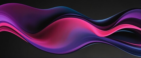 Canvas Print - Dynamic Abstract Color Flow: Vibrant Purple, Pink, and Blue Waves on Grainy Black Background for Modern Website Header Design