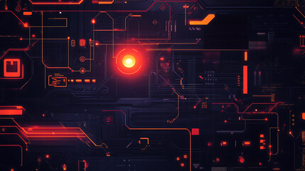 Poster - An image of a dark background with various technology concepts