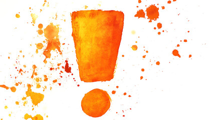 Leinwandbilder - Orange exclamation point in watercolor on a white background
