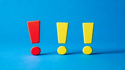 Aufkleber - On a blue background, three vibrant exclamation marks demand attention, emphasizing importance and serving as a warning
